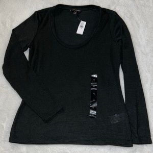 NWT black Banana Republic luxe spun scoop neck top
